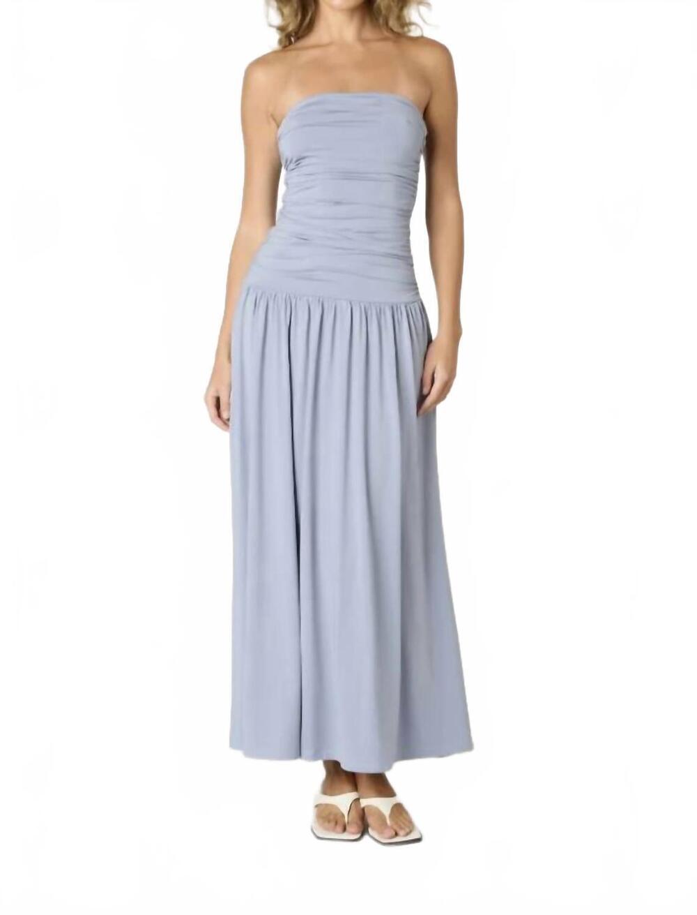 NEW NIA santal strapless dress in slate blue